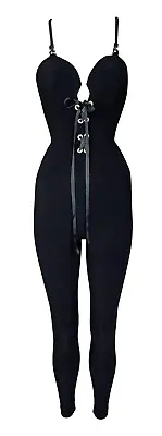 Vintage S/S 1992 Gianni Versace Black Bodycon Corset Jumpsuit Catsuit • $7200