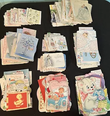 Lot 275 Vintage 1950s Greeting Cards Crafts Scrapbook Valentine Easter Baby USED • $10