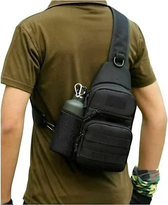 Mens Sling Backpack Molle Tactical Military Outdoor Travel Shoulder Chest Bag • £8.99