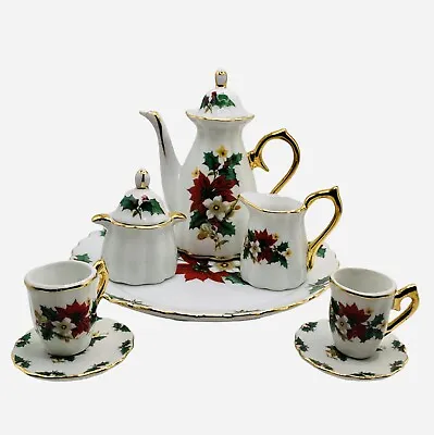 Formalities By Baum Bros Poinsettia Mini Tea Set Christmas Holiday Gold Accent • $22.50