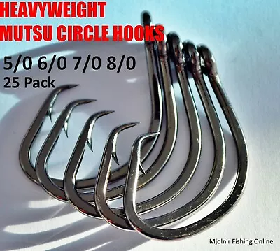 $16.95 • Buy HEAVYWEIGHT MUTSU CIRCLE HOOKS Super Strong Fishing Circle Hooks 5/0-16/0 