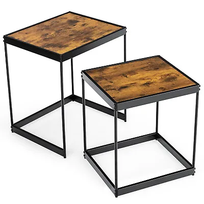 Modern 2PCS Coffee Tables Nesting Side  For Living Room W/ Sturdy Steel Frame • $49.99