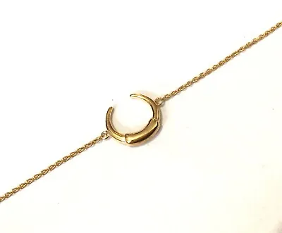 Ingenious STERLING SILVER 18ct Gold Plated Crescent Moon Horn Charm Bracelet 8”  • £35