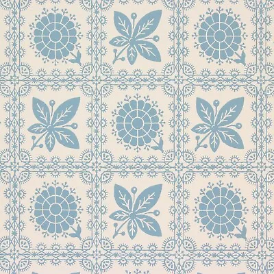 £53.09 • Buy 1950s Vintage Wallpaper Blue Flowers Leaves On White