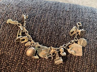 Sterling Silver Vintage 7” Charm Bracelet With 20 Charms 46.2 Grams • $75
