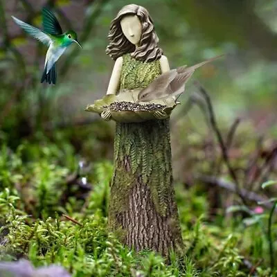 Fairy Tale Forest Girl Bird Feeder Garden Fairy Statue Courtyard Lawn Decor • £8.45