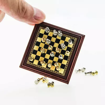 1x Miniature Model 1/12 Magnetic Chess Board Pieces Dollhouse Accessories Decor • $11.99