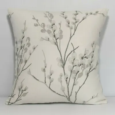 Handmade Cushion Cover In Laura Ashley Pussy Willow Steel: Off White  Both Sides • £15.99