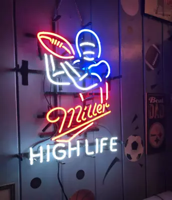 Miller High Life Football Lite Beer 20 X16  Neon Light Sign Lamp Wall Decor Gift • $130.79