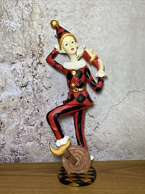 Vintage Red MANN Clown Jester Unicycle Figurine Head Stick 12  T5 • $44.99
