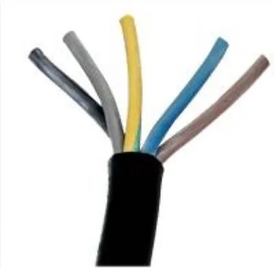 Tough Rubber Flex Cable 4mm Black Tri-Flex  HO7RNF 5 Core 3 Phase Motors 32A • £6.95