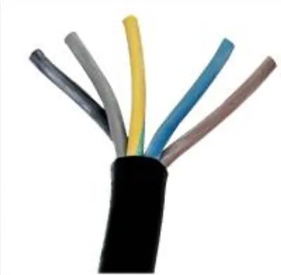 Tough Rubber Flex Cable 6mm Black Tri-Flex  HO7RNF 5 Core 3 Phase Motors 55A • £8.46