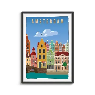 Amsterdam City Travel Illustration Poster Choose Your Size • $17.03