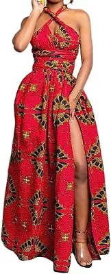 Vimoisa Women Sexy Boho African Dress Long Maxi Dress V-Neck Multi-Way Dress Ple • $60