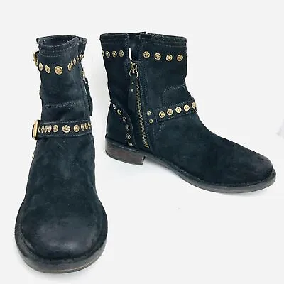 Ugg Australia Fabrizia Blk Suede Moto Stud Boots W US 9.5 1003235 Free Ship • $94