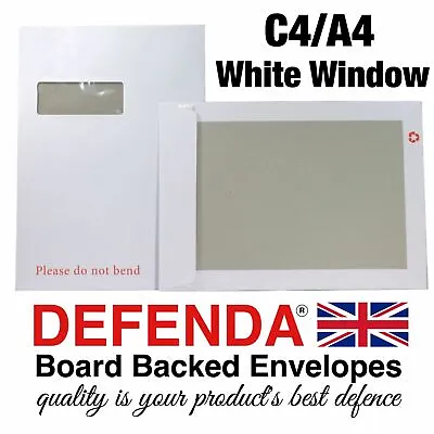 C4 A4 Size STRONG WHITE WINDOW BOARD BACKED WINDOWED ENVELOPES Hard Card Back  • £230.51