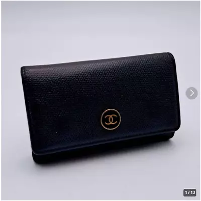 CHANEL Authentic 6-set Key Case Button Black Leather • $309.52