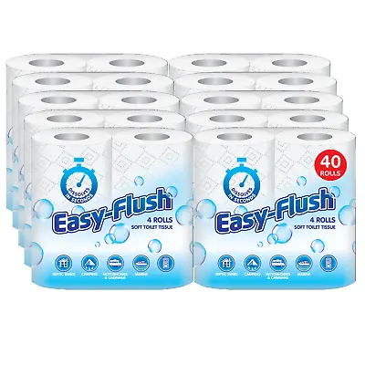 40 Toilet Rolls Easy Flush Soft Tissue Paper Chemical Thetford Cassette Caravan • £21