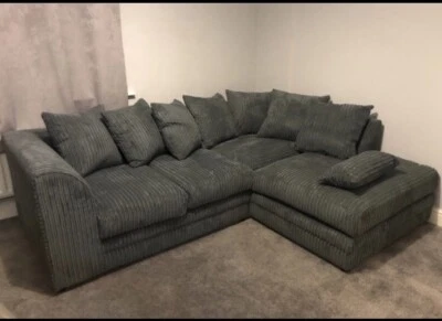 £389 • Buy *SALE* New Dylan Jumbo Cord Grey Corner Sofa Left Hand Or Right Hand In Stock