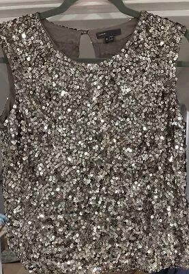 VINCE Silver Sequin Sleeveless Top Lined Size Small • $69.99