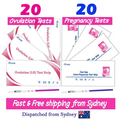20 Ovulation Tests 20 Pregnancy Tests LH HCG Urine Strips Fertility OPK HPT Kits • $13.58