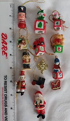 13 Tiny Miniature Christmas Ornaments Porcelain Resin Nutcracker Santa Cherub • $6.09