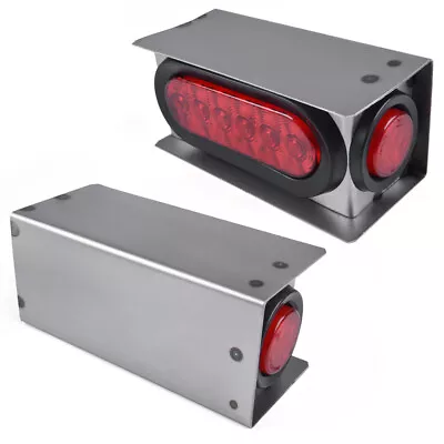 Fit For Truck Red LED Trailer Steel Box Kit W/ 6  Oval Tail Light 2  Marker Lamp • $32.40