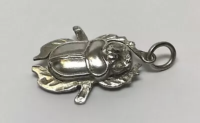 Vintage Sterling Silver Beetle Insect Charm Pendant • $39.99