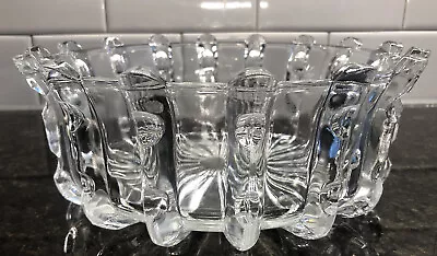 $14.99 • Buy Vintage Clear Heavy Glass Bowl Dish Bamboo Design