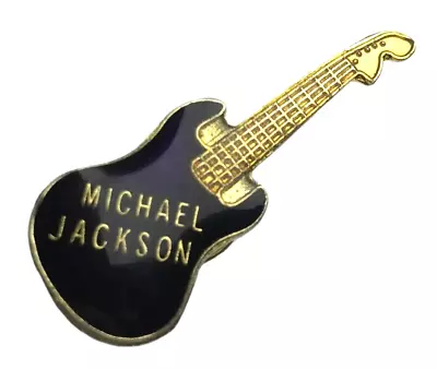 Vtg Michael Jackson Concert Tour Pin Navy Blue Enamel Guitar Souvenir 1980s B1 • $9.99