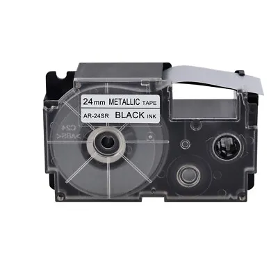 £9.59 • Buy 1PK Black On Metallic Tape Cartridge XR-24SR For Casio KL8100 EZ Label Printer