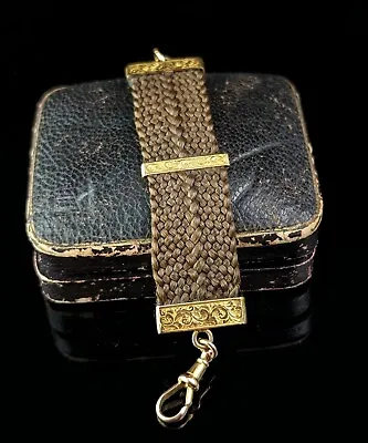 Antique Hairwork Watch Fob Chain 9ct Gold Victorian • £249