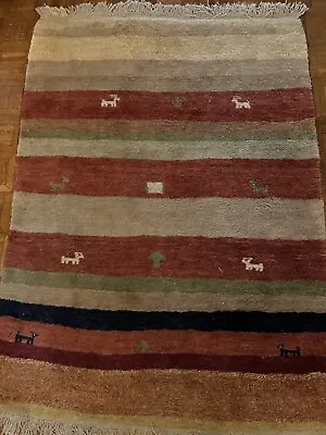 Superb Hand-knotted Gabbeh Exquisite Rug 4’. X 6’ • $200
