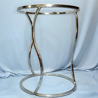 MCM Art Deco Round Chrome Metal Twist Wave Side End Accent Table Plant Stand 18  • $99.99