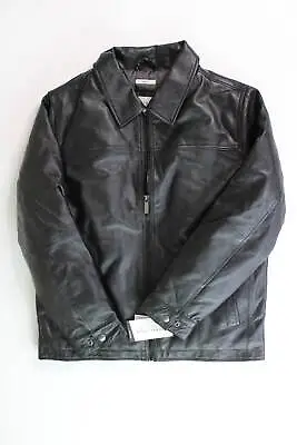 Perry Ellis Men's Classic Leather Jacket - Black Medium • $54