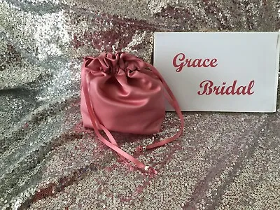 £4.99 • Buy ROSE PINK DUCHESS SATIN DOLLY BAG  BRIDESMAID FLOWER GIRL **free Swatches*