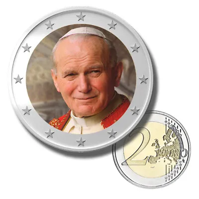 2 Euro Coloured Coin Pope John Paul II Vatican - Uncirculated Color Coin • $8.25