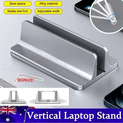 $19.69 • Buy For Macbook IPad Aluminum Vertical Laptop Stand Desktop Holder Space-Save Shelf