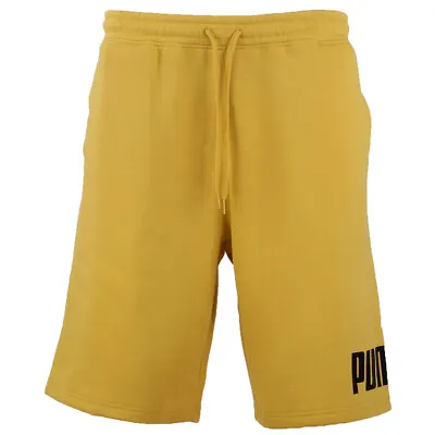 Puma  Fleece Logo 10 Shorts Mens Yellow Casual Athletic Bottoms 84679331 • $19.99