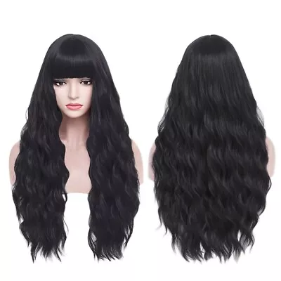 27'' Long Curly Wig With Bangs For Women Cosplay Costume Synthetic Full Wigs • £11.99