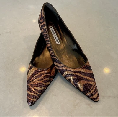 $40 • Buy Preowned -Manolo Blahnik Sequined Flats - Worn Once Inside