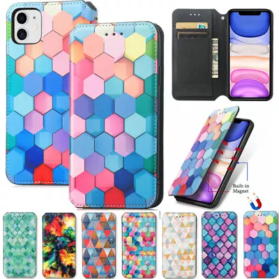 For Huawei P40 Y5 Y7 Y9 Prime 2019 Patterned Magnetic Leather Wallet Case Cover • $14.89