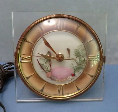 Mid Century Modern LUCITE CLOCK MADE IN GERMANY W/ UNDER SEA THEME WORKS • $29.99