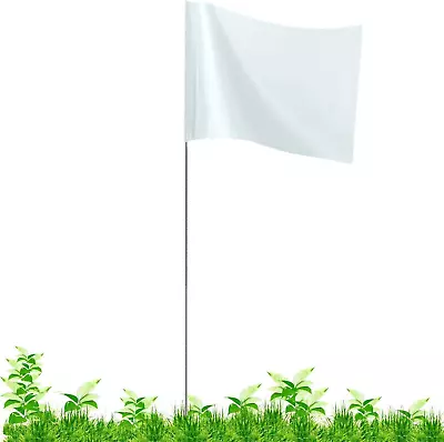 Marking Flags For Lawn 100 Pack Yard Flags | 4x5x16 Inch Boundary White • $14.10