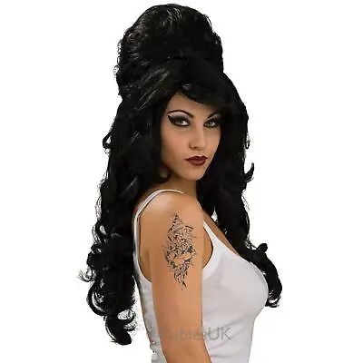 Women's 1960's Style Black Long Beehive Halloween Costume Party Accessory Wig • £18.55