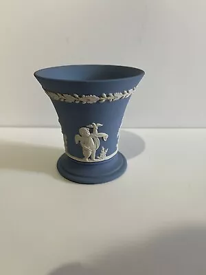 WEDGWOOD - **PALE BLUE**  Jasperware / Jasper Flared VASE 8.3 Cm - Excellent • $15