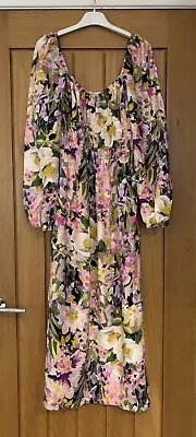 Ladies H&M Multicoloured Long Flower Print Dress Size XS • £4.99