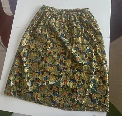 Colorful Floral Brocade Skirt Size M Presumed Vintage • $14.99