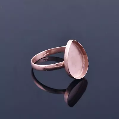 RoseGold925 Sterling Silver Teardrop Blank Bezel Cup Stone Setting Ring Supplies • $13