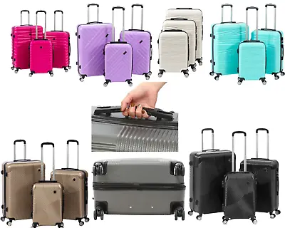 Luggage Hard Shell Cabin Suitcase 4 Wheel Travel Trolley Lightweight Carry Case • £32.97
